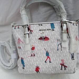 MICHAEL KORS JET SET Small Travel Ski Girls Crossbody Silver Accents NWT